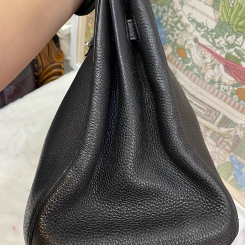 🧥HERMES愛馬仕BirKin35黑銀Togo皮機場包附鎖具💎-15