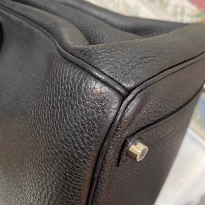 🧥HERMES愛馬仕BirKin35黑銀Togo皮機場包附鎖具💎-16