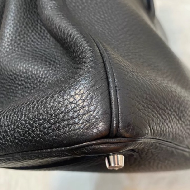 🧥HERMES愛馬仕BirKin35黑銀Togo皮機場包附鎖具💎-17
