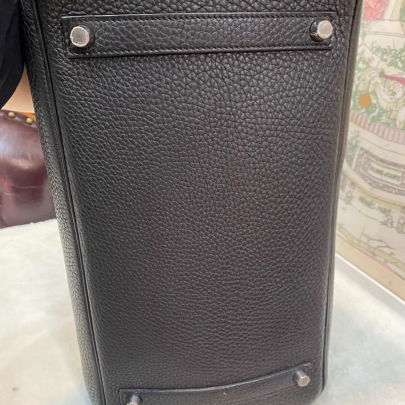 🧥HERMES愛馬仕BirKin35黑銀Togo皮機場包附鎖具💎-18