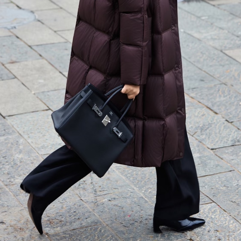 🧥HERMES愛馬仕BirKin35黑銀Togo皮機場包附鎖具💎-26