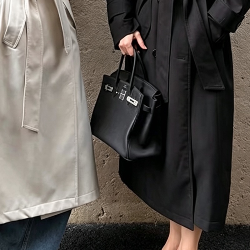 🧥HERMES愛馬仕BirKin35黑銀Togo皮機場包附鎖具💎-30