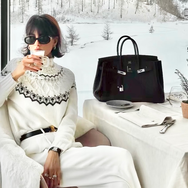 🧥HERMES愛馬仕BirKin35黑銀Togo皮機場包附鎖具💎-46