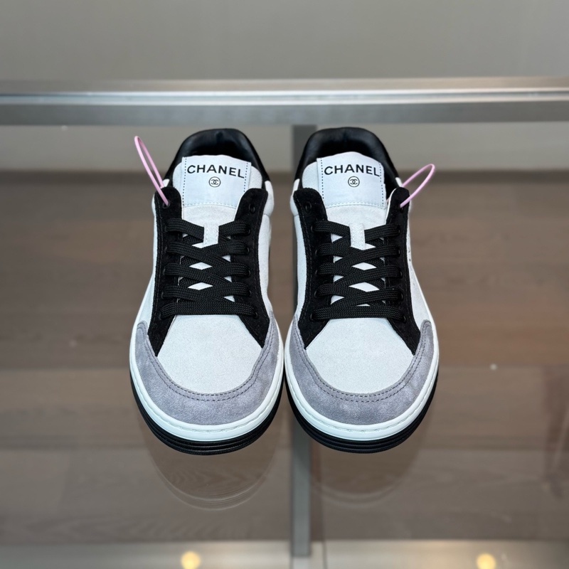 99新 Chanel/香奈兒 24S 黑白灰拼色麂皮運動鞋 尺碼/36 碼-1