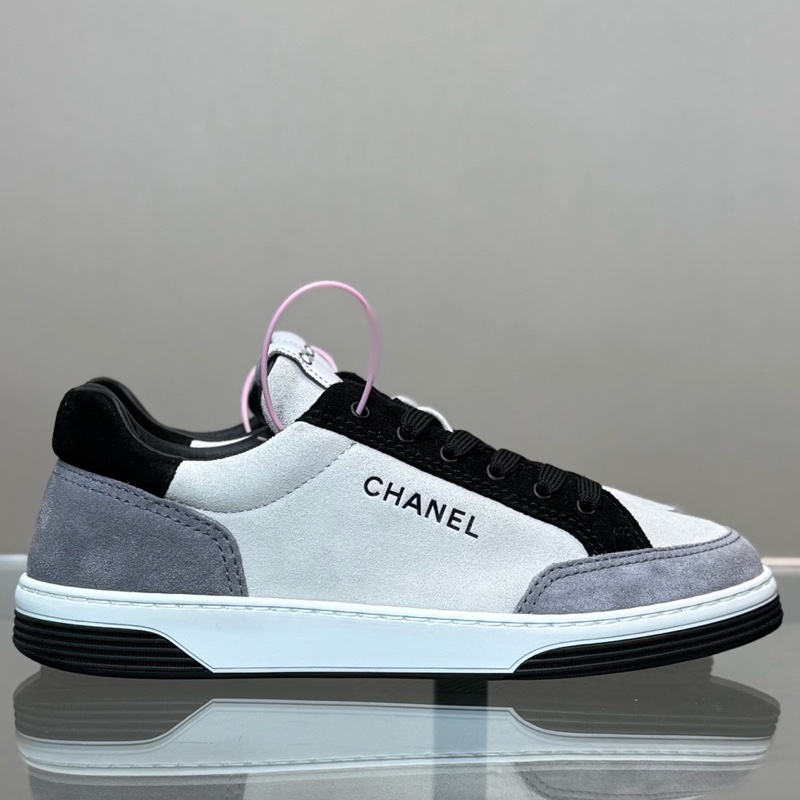 99新 Chanel/香奈兒 24S 黑白灰拼色麂皮運動鞋 尺碼/36 碼-2