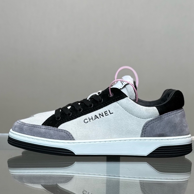 99新 Chanel/香奈兒 24S 黑白灰拼色麂皮運動鞋 尺碼/36 碼-4