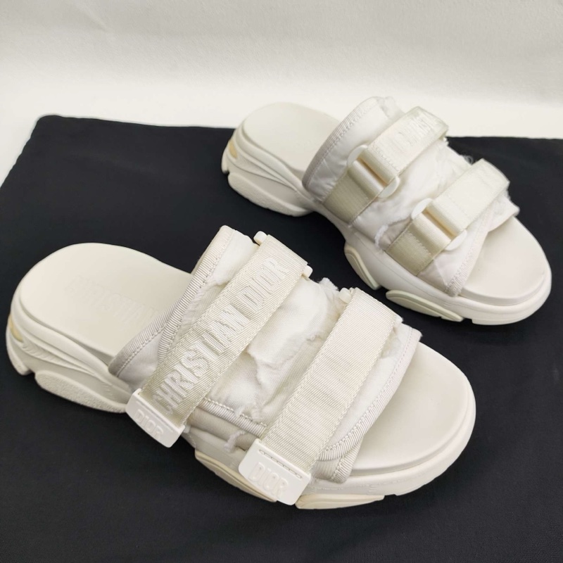 DIOR迪奧 D-Wander 靜音 一字拖鞋女款 白色  39碼-2