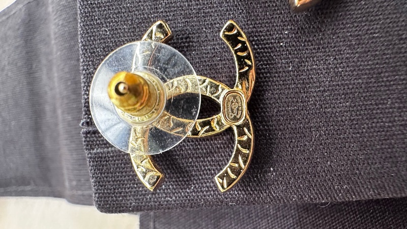 香奈兒 經典雙C水鑽耳環-8