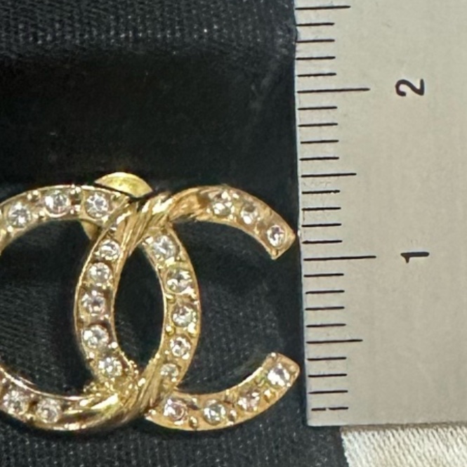 香奈兒 經典雙C水鑽耳環-13