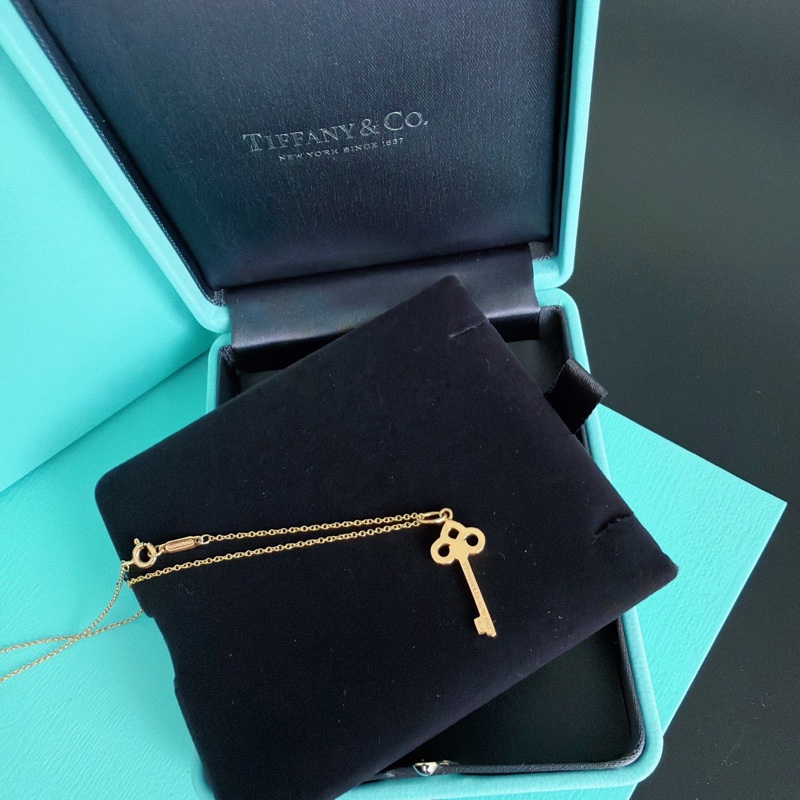 【近新閒置品】蒂芙尼Tiffany&co keys系列 mini鳶尾花滿鑽鑰匙項鍊 18k玫瑰金-3