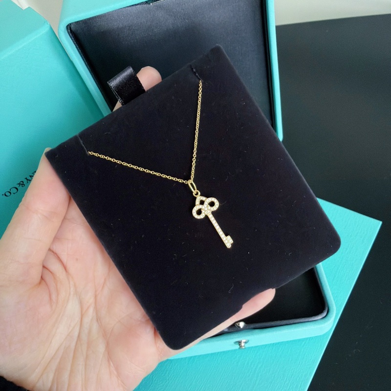 【近新閒置品】蒂芙尼Tiffany&co keys系列 mini鳶尾花滿鑽鑰匙項鍊 18k玫瑰金-8