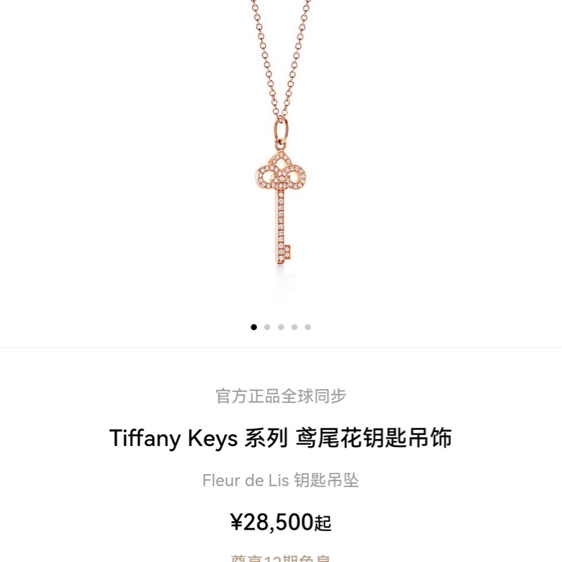 【近新閒置品】蒂芙尼Tiffany&co keys系列 mini鳶尾花滿鑽鑰匙項鍊 18k玫瑰金-9