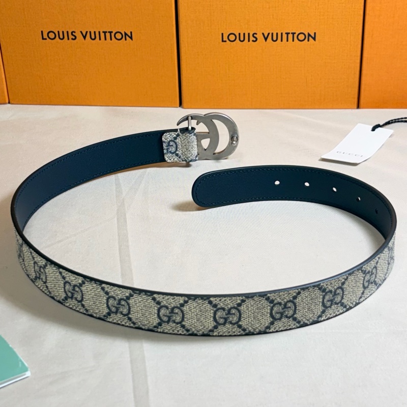 ✨小蠻腰專屬✨ 🎁全新盒裝 Gucci 古馳 雙G Marmont 經典老花銀釦皮帶 腰帶-2