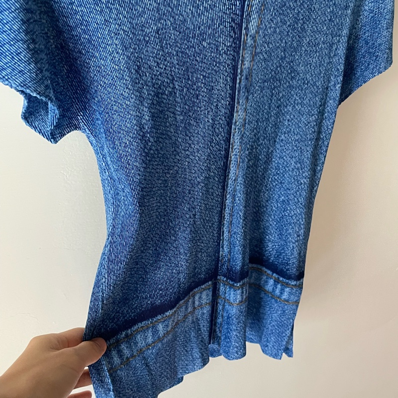 ▪️富貴選物FUGUEI▪️PP 三宅一生 藍色  丹寧印刷短袖上衣-4