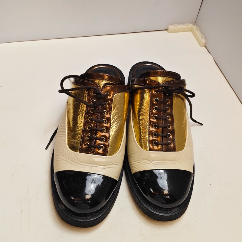 Chanel香奈兒 拼色樂福鞋 全皮36碼 成色超好-1