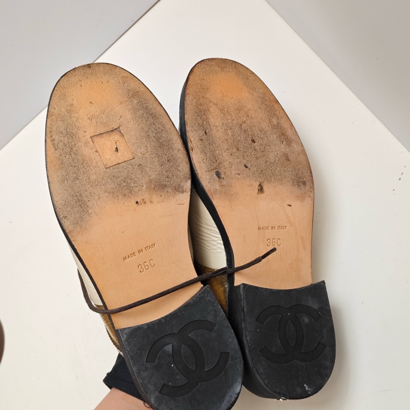 Chanel香奈兒 拼色樂福鞋 全皮36碼 成色超好-4
