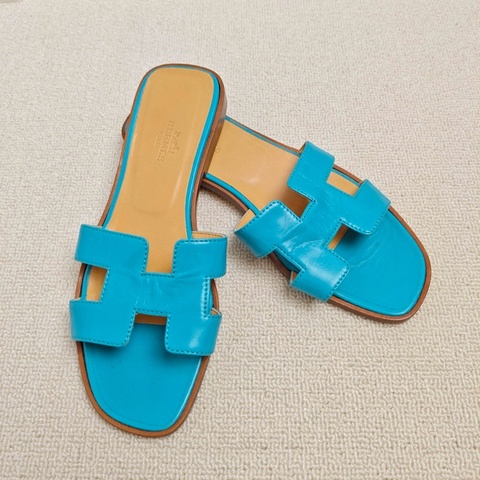 全網最便 Hermes/愛馬仕 藍色H拖鞋，36碼 🈚附件