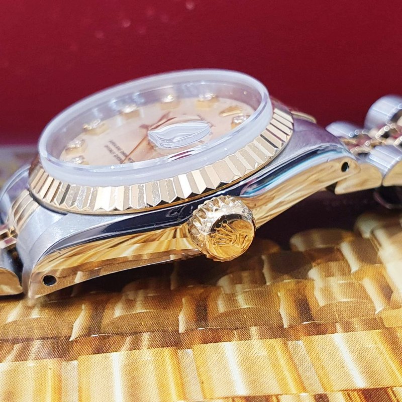 ROLEX 勞力士69173 Datejust 18K半金 蠔式女錶 經典款 金色十鑽面盤 錶徑26mm 自動上鍊 大眾名錶B1269-7