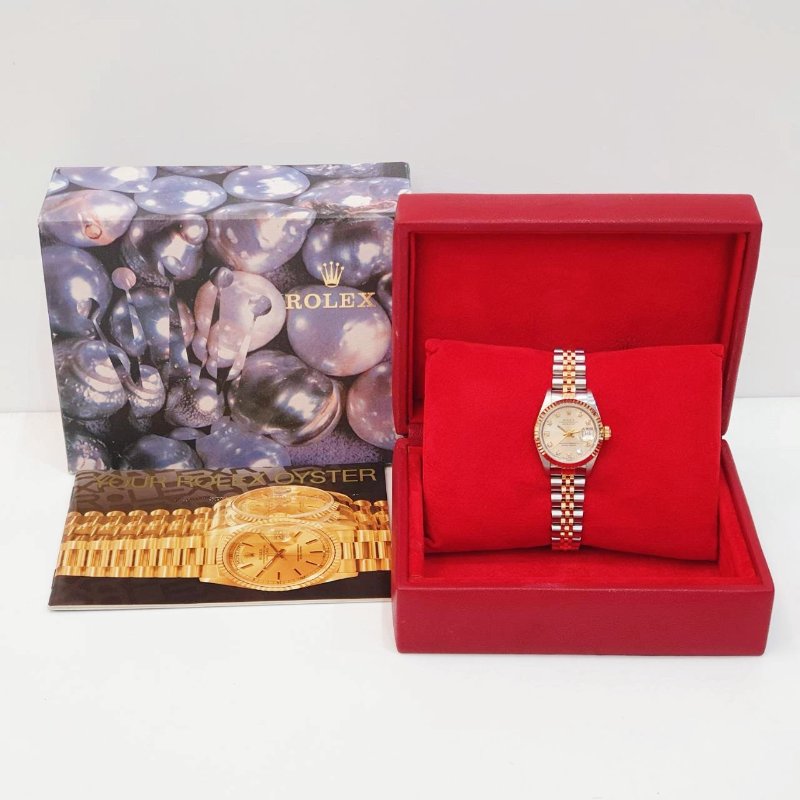 ROLEX 勞力士69173 Datejust 18K半金 蠔式女錶 經典款 金色十鑽面盤 錶徑26mm 自動上鍊 大眾名錶B1269-9