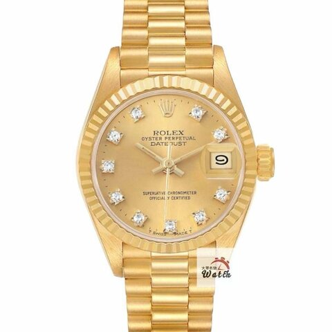 ROLEX 勞力士69178 Datejust 18K金 蠔式女錶 台灣公司貨 金色十鑽面盤 錶徑26mm 自動上鍊 大眾名錶B1270