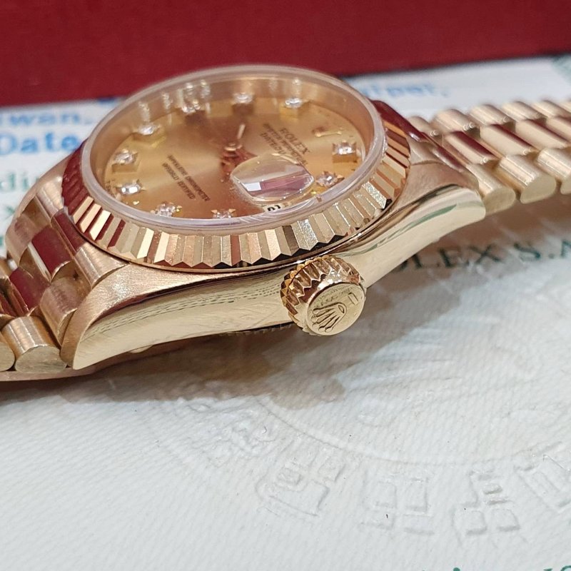 ROLEX 勞力士69178 Datejust 18K金 蠔式女錶 台灣公司貨 金色十鑽面盤 錶徑26mm 自動上鍊 大眾名錶B1270-5