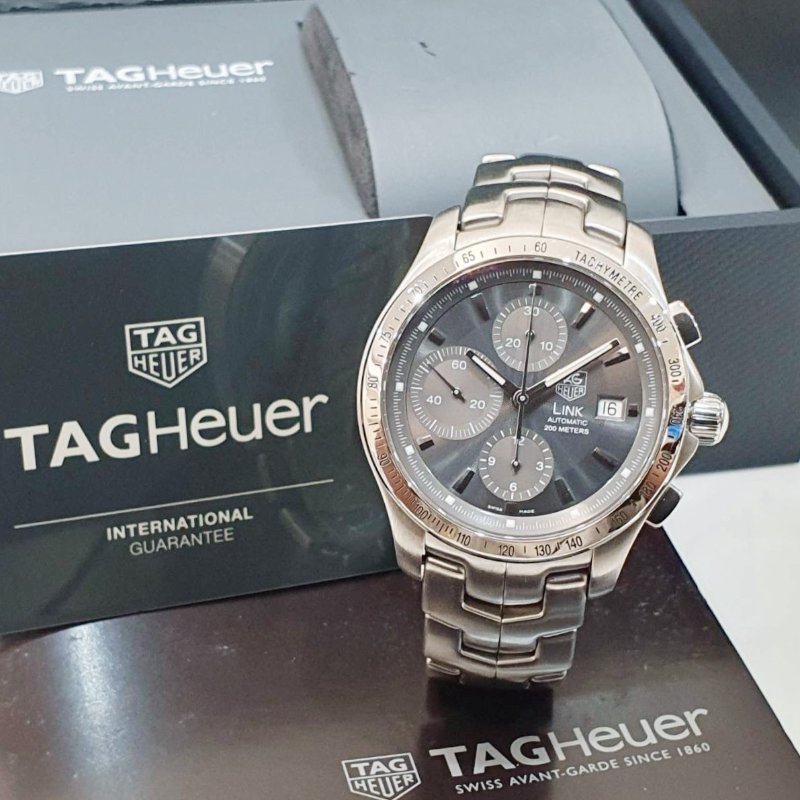 TAG Heuer泰格豪雅 林肯系列CJF2115.BA0594 2022/01卡 計時碼錶 灰色面盤 底蓋裸空 錶徑42mm 大眾名錶B1271-1