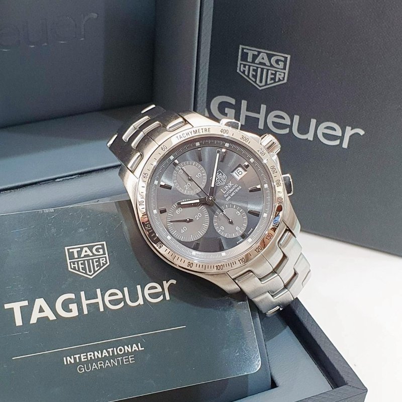 TAG Heuer泰格豪雅 林肯系列CJF2115.BA0594 2022/01卡 計時碼錶 灰色面盤 底蓋裸空 錶徑42mm 大眾名錶B1271-2