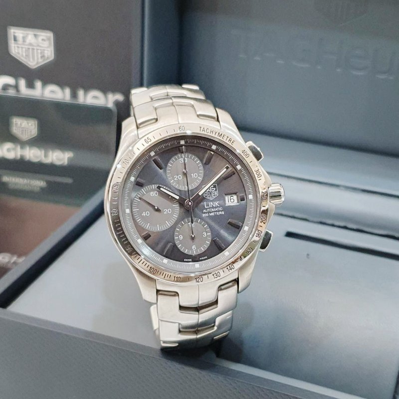 TAG Heuer泰格豪雅 林肯系列CJF2115.BA0594 2022/01卡 計時碼錶 灰色面盤 底蓋裸空 錶徑42mm 大眾名錶B1271-3