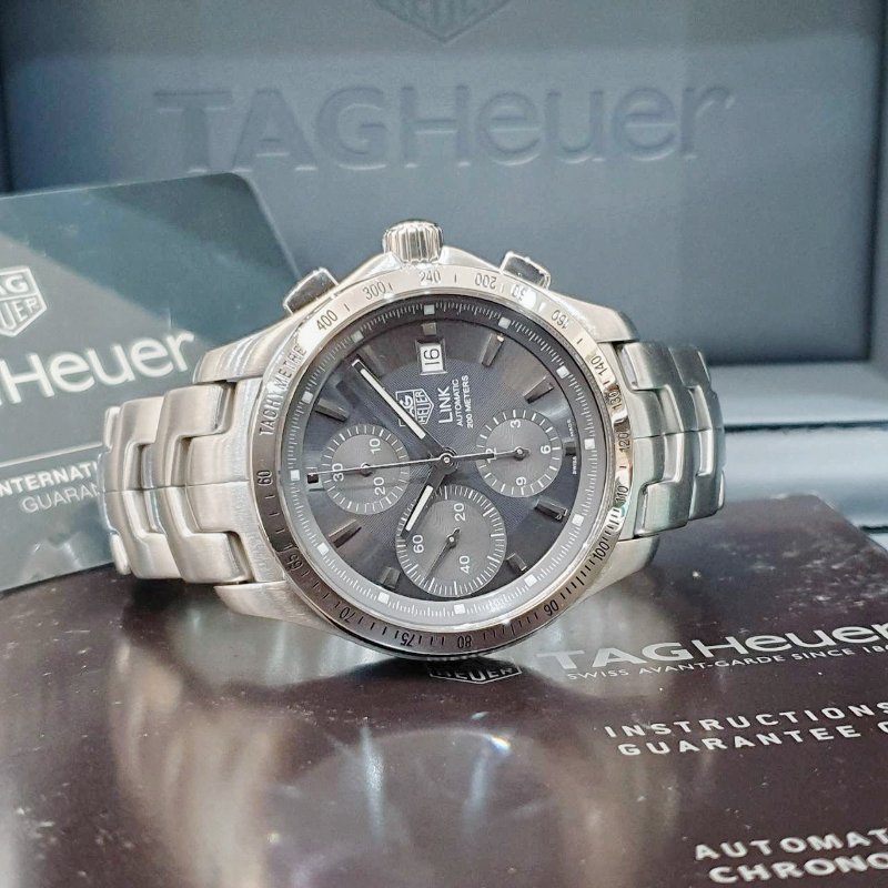 TAG Heuer泰格豪雅 林肯系列CJF2115.BA0594 2022/01卡 計時碼錶 灰色面盤 底蓋裸空 錶徑42mm 大眾名錶B1271-4