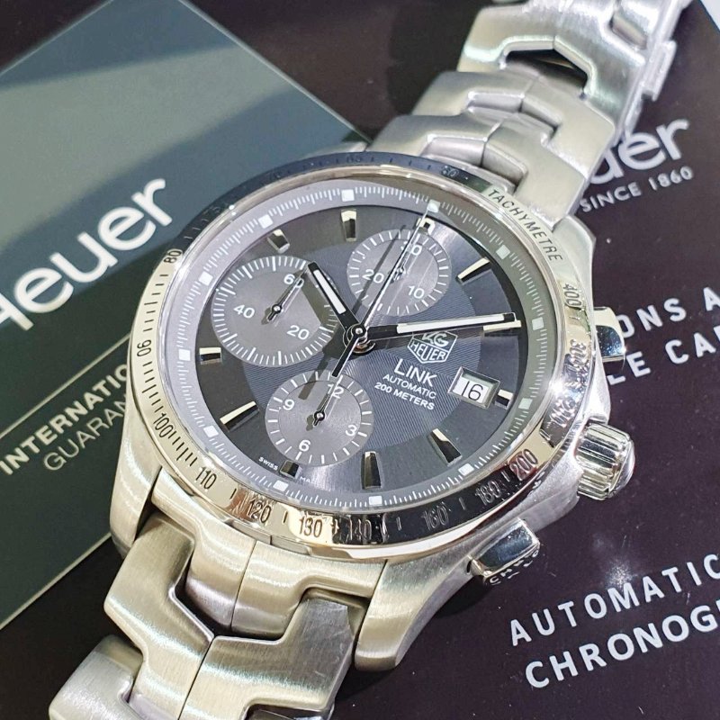 TAG Heuer泰格豪雅 林肯系列CJF2115.BA0594 2022/01卡 計時碼錶 灰色面盤 底蓋裸空 錶徑42mm 大眾名錶B1271-8