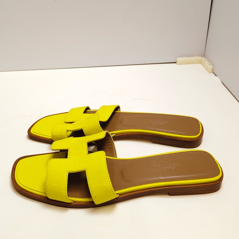 全網最便 Hermes/愛馬仕 黃色H拖鞋，35碼  🈚附件-1