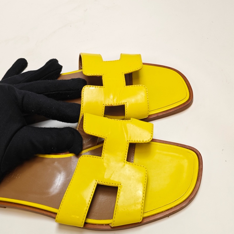 全網最便 Hermes/愛馬仕 黃色H拖鞋，35碼  🈚附件-4
