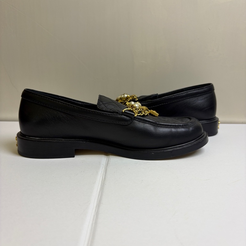 CHANEL香奈兒 爆款鏈條香水瓶樂福鞋 重工款黑金配色 菱格紋 36碼-2