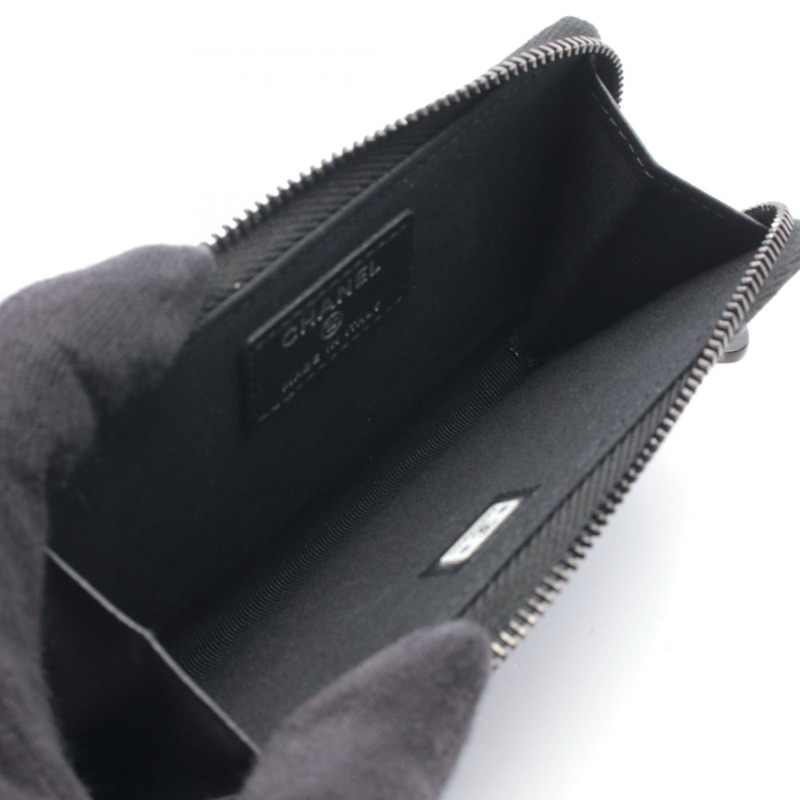 香奈兒 (CHANEL) 絎縫羊皮零錢包 黑色 二手 女士-2