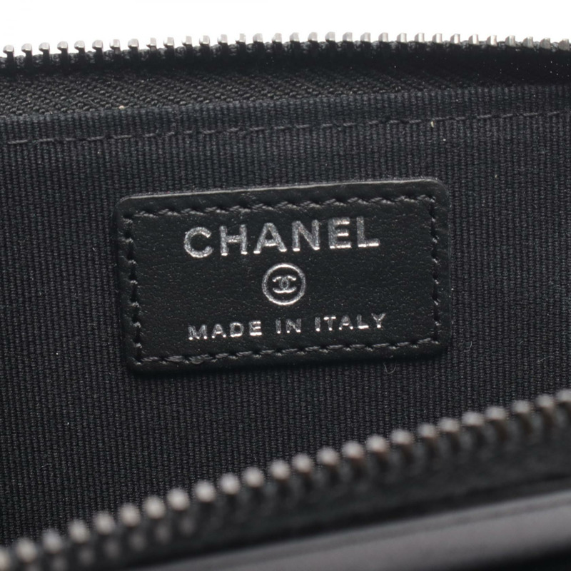 香奈兒 (CHANEL) 絎縫羊皮零錢包 黑色 二手 女士-3