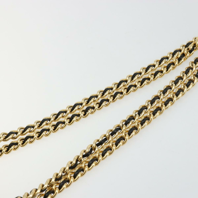 【日本直送】PRADA 絎縫鏈條單肩包 羊皮 黑色 金色 Auth 119692-4