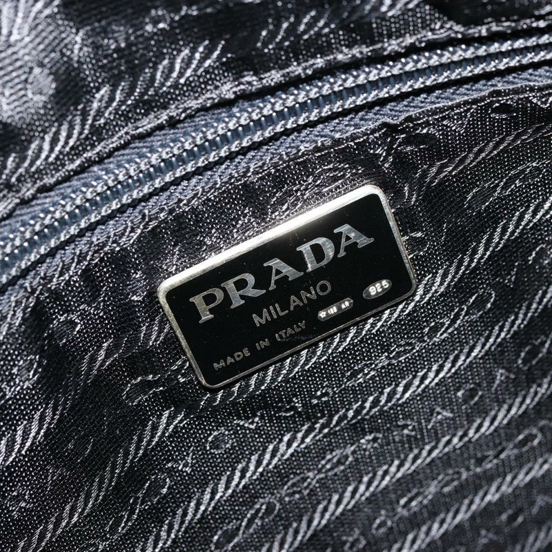 【日本直送】PRADA 絎縫鏈條單肩包 羊皮 黑色 金色 Auth 119692-10