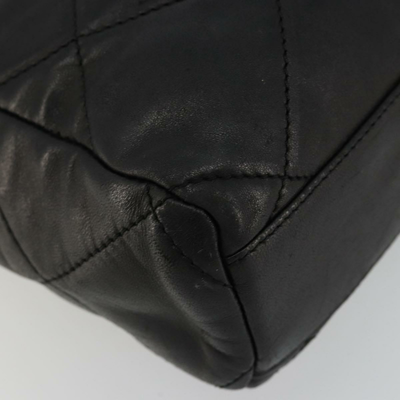 【日本直送】PRADA 絎縫鏈條單肩包 羊皮 黑色 金色 Auth 119692-14