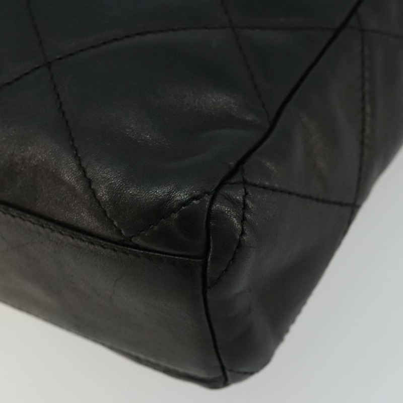 【日本直送】PRADA 絎縫鏈條單肩包 羊皮 黑色 金色 Auth 119692-15