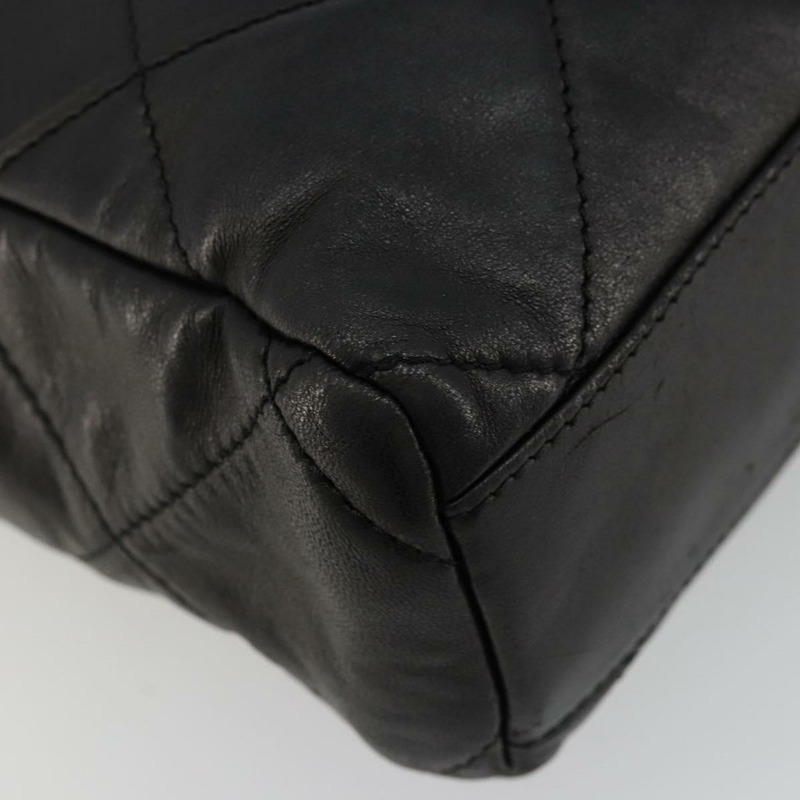 【日本直送】PRADA 絎縫鏈條單肩包 羊皮 黑色 金色 Auth 119692-16