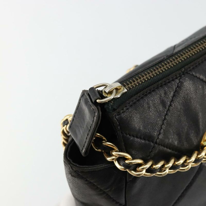 【日本直送】PRADA 絎縫鏈條單肩包 羊皮 黑色 金色 Auth 119692-17