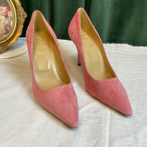 Roger Vivier 粉色麂皮高跟鞋 36碼 僅室內穿過一次