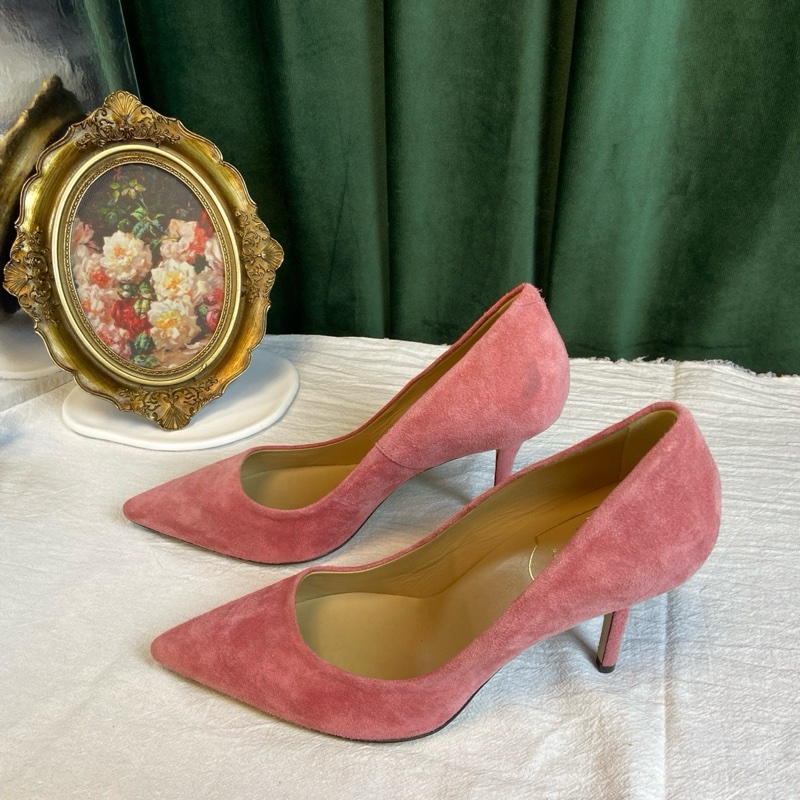 Roger Vivier 粉色麂皮高跟鞋 36碼 僅室內穿過一次-1