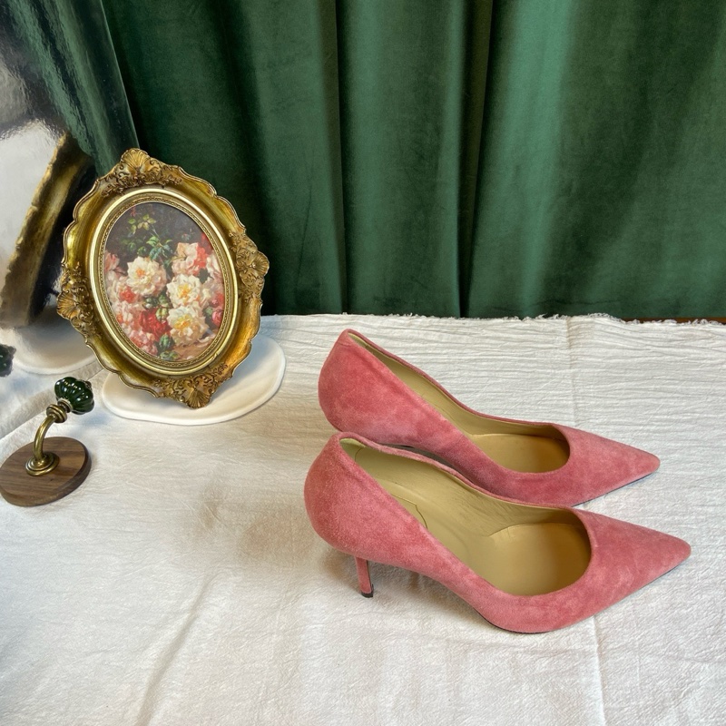 Roger Vivier 粉色麂皮高跟鞋 36碼 僅室內穿過一次-3