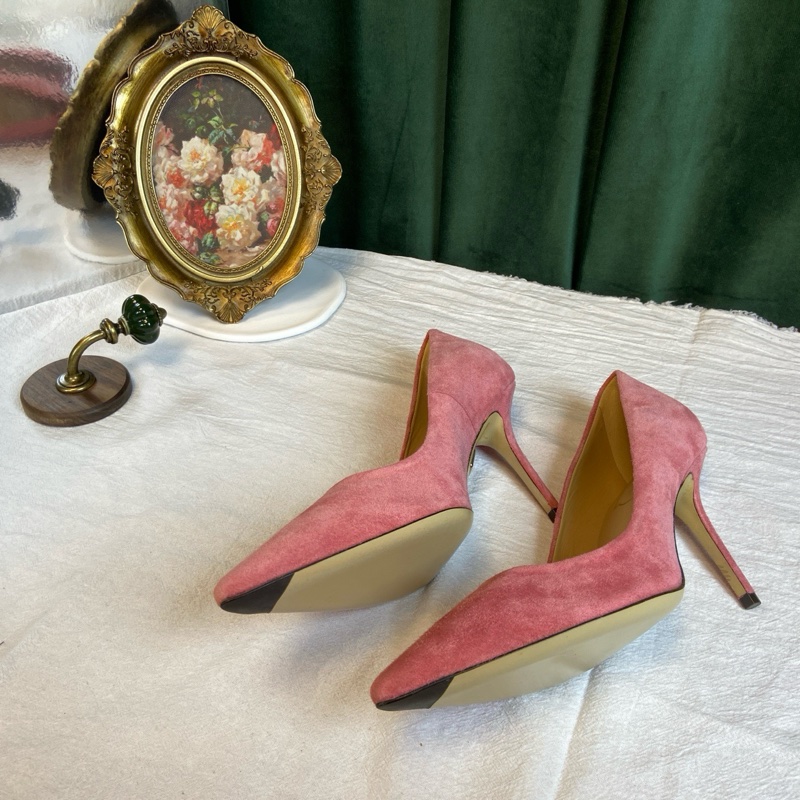 Roger Vivier 粉色麂皮高跟鞋 36碼 僅室內穿過一次-4