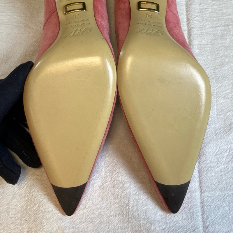 Roger Vivier 粉色麂皮高跟鞋 36碼 僅室內穿過一次-9