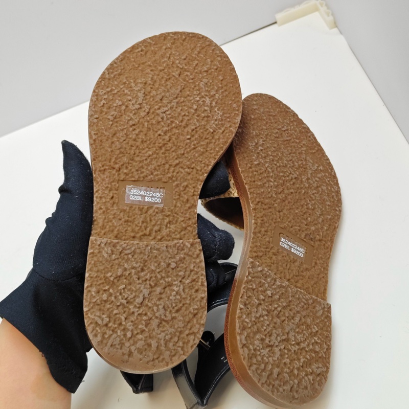 99新Celine/賽琳 黑拼棕色草編涼鞋 尺碼36  🈚附件-7