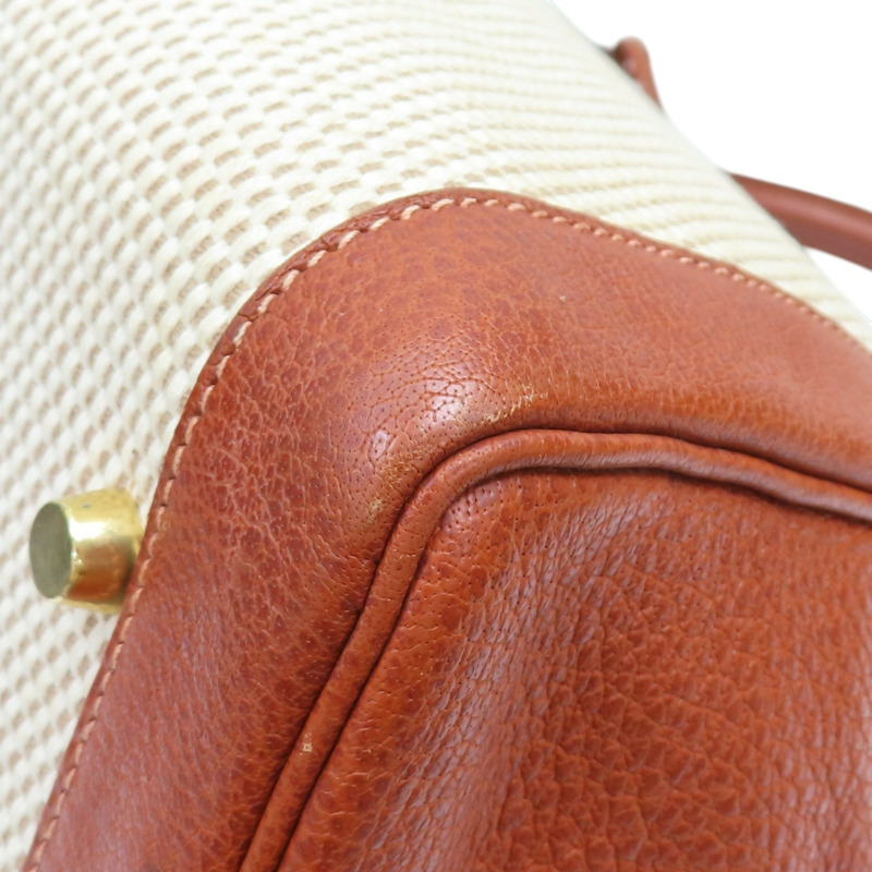 米色帆布 棕色皮革 Kelly 50 凱莉包 手提包 口G刻 金釦 (無鎖頭/背帶)【HERMES 愛馬仕】-12