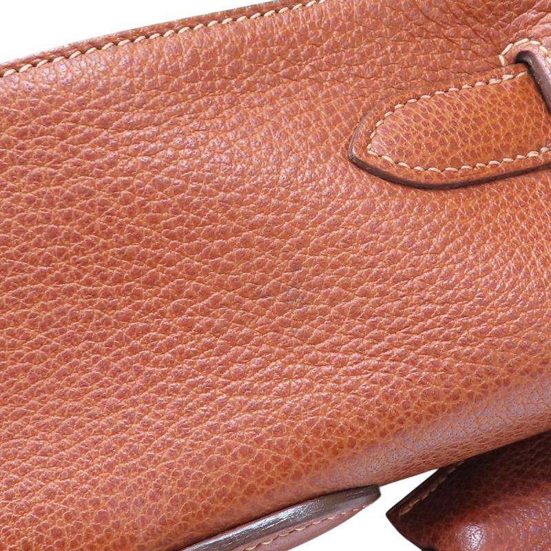 米色帆布 棕色皮革 Kelly 50 凱莉包 手提包 口G刻 金釦 (無鎖頭/背帶)【HERMES 愛馬仕】-13