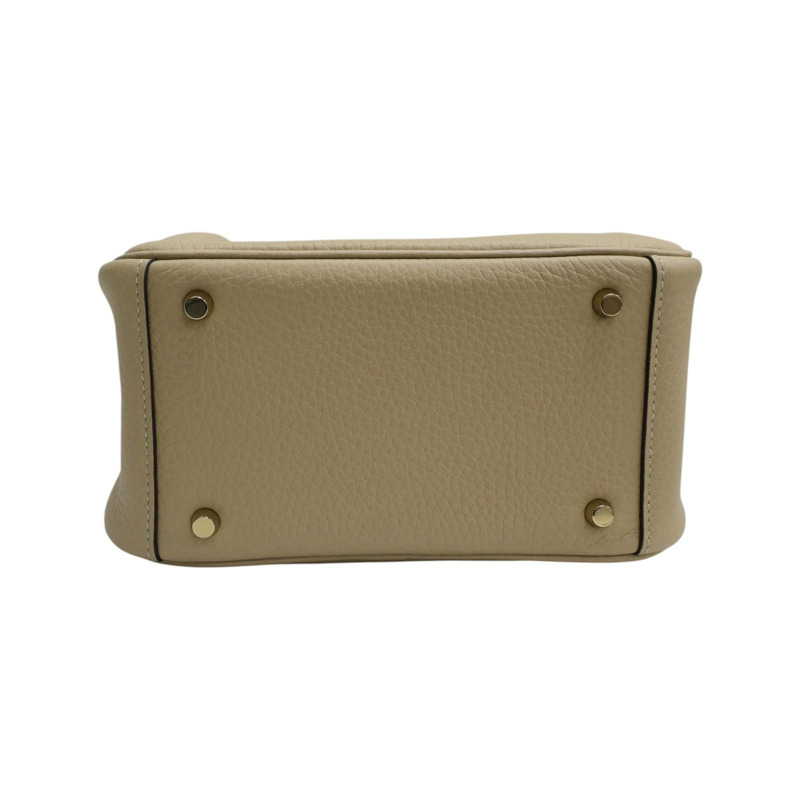 風衣灰 Clemence牛皮 Mini Lindy 肩背包 K刻 金釦【HERMES 愛馬仕】 H079086CC-3